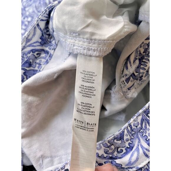 White House Black Market Majorelle Blue & White Santorini Print Slim Ankle Jeans - Picture 9 of 16